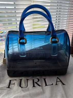 Furla Candy Jelly Bag: Blue Gradient Transparent